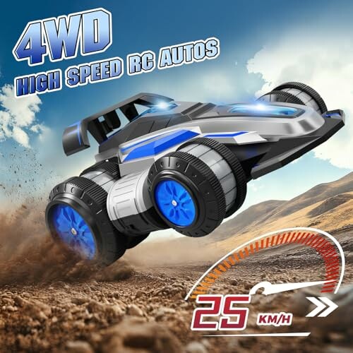 Ferngesteuertes Auto mit hoher Geschwindigkeit auf Schotterstraße