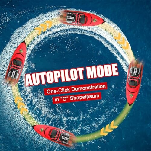 Rotes Boot im Autopilotmodus auf See