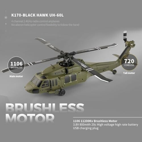 Modellhubschrauber K170 Black Hawk UH-60L mit technischen Details.