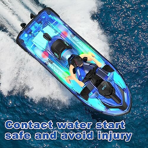 Jet-Ski fährt über Wasser mit leuchtenden Lichtern