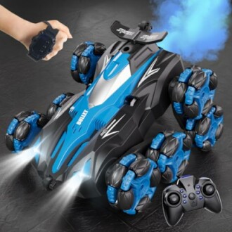 Ferngesteuertes Auto mit Gestensensor und blauen Lichtern.