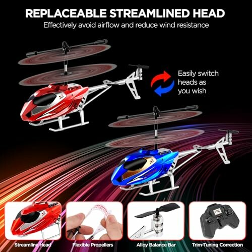 Zwei ferngesteuerte Hubschrauber mit austauschbaren Köpfen