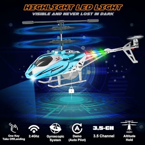 Ferngesteuerter Hubschrauber mit LED-Licht und Funktionen