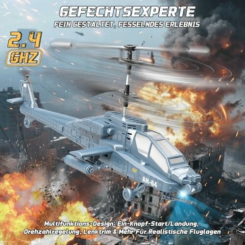 Ferngesteuerter Hubschrauber im Flug über Stadtlandschaft