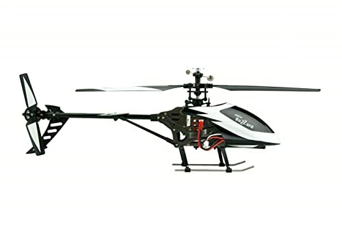 Ferngesteuerter Hubschrauber auf weißem Hintergrund.