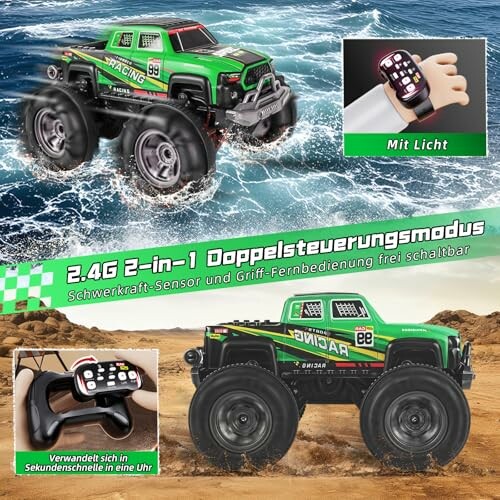 Ferngesteuertes Monstertruck-Spielzeug mit Fernbedienung und Uhr