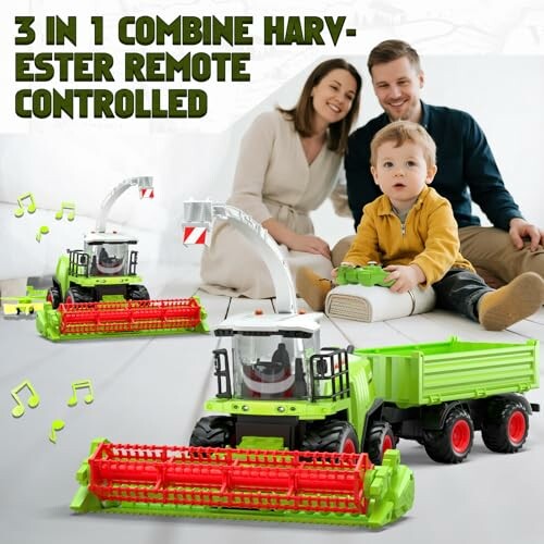 Familie spielt mit ferngesteuertem Spielzeug-Ernter