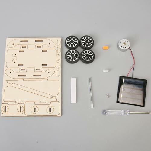 Bausatz für solarbetriebenes Auto mit Rädern, Motor und Solarpanel