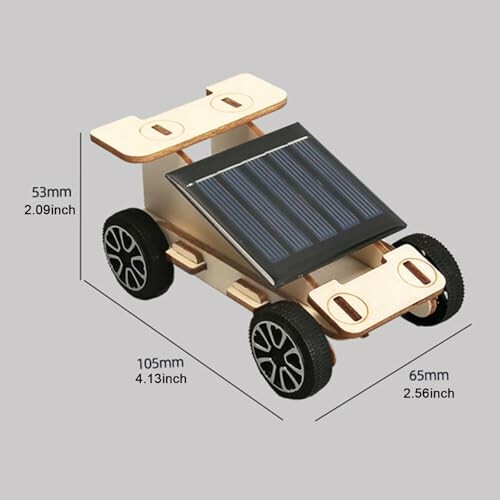 Kleines Modellauto mit Solarpanel und Abmessungen