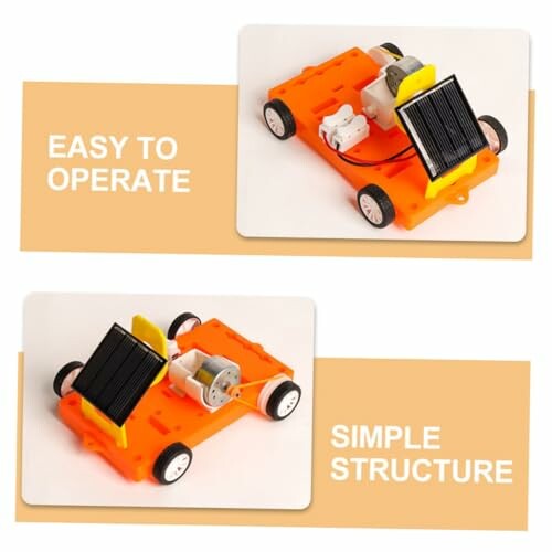 Orangefarbenes solarbetriebenes Spielzeugauto mit einfacher Bedienung und Struktur.