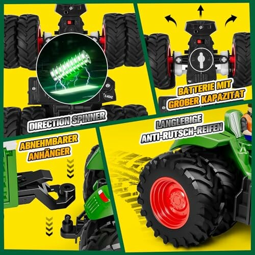 Spielzeugtraktor mit Batterie, abnehmbarem Anhänger und Anti-Rutsch-Reifen