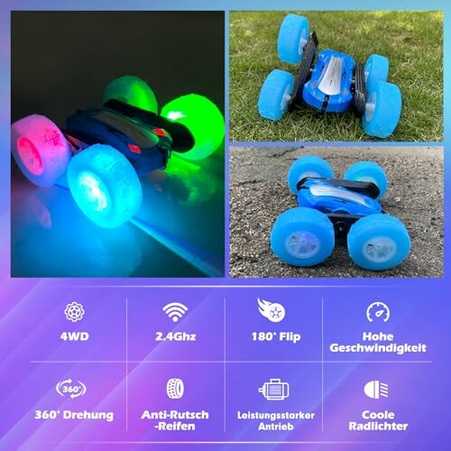 Spielzeugauto mit leuchtenden Rädern und Funktionen