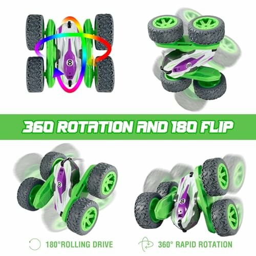 Grünes RC-Auto mit 360-Grad-Drehung und 180-Grad-Flip-Funktionen