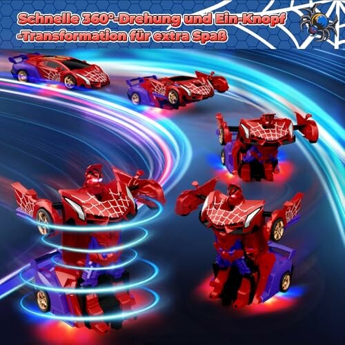 Rotes Spielzeugauto verwandelt sich in Roboter.